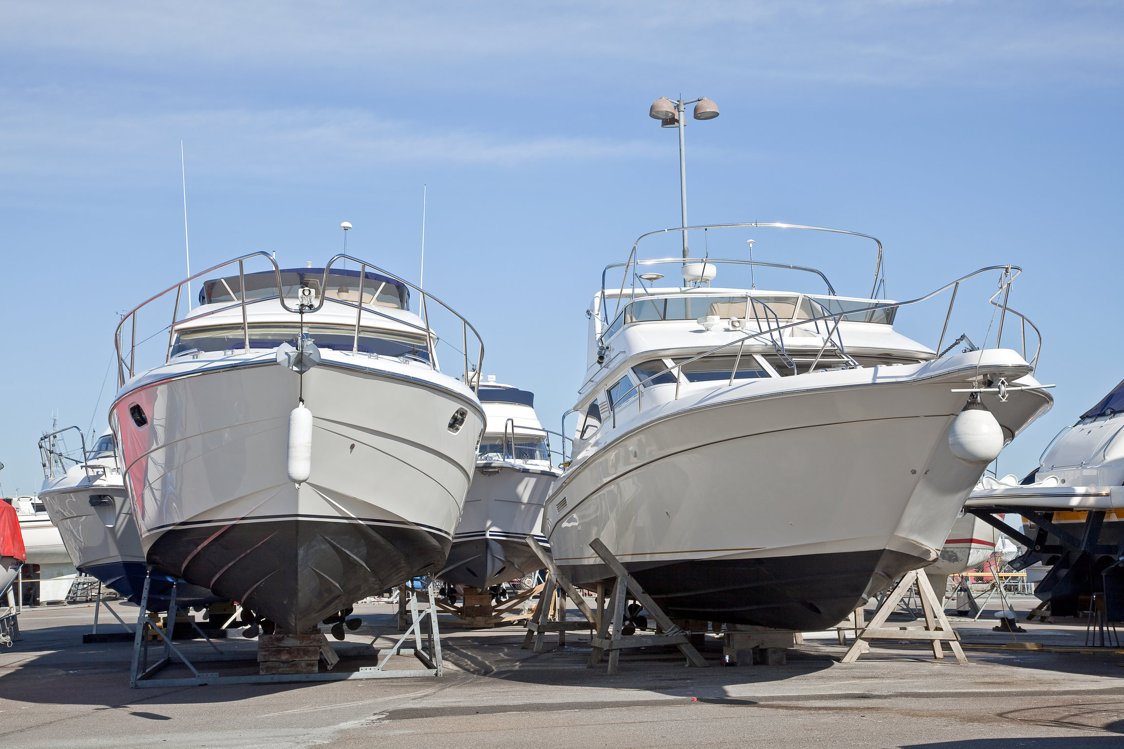 Parking of boats on the shore of the Baltic sea